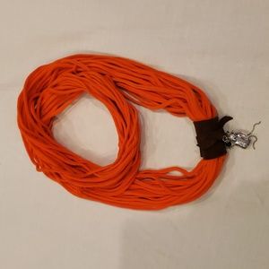 Orange Shred Circle Scarf W/ Brown Knot & Charms -OS